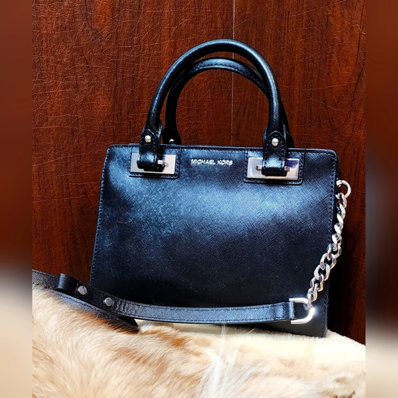 Michael Kors Black Satchel with Chain Detail - Picture 1 of 4